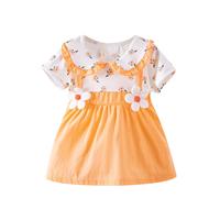 Robe de fête pour bébé et petite fille de 1 à 3 ans, style coréen d'été, imprimé princesse, coton, manches courtes
