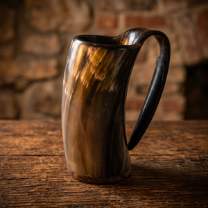 Handmade Horn Drinking <b>Mug</b> With Handle <b>Vintage</b> Natural Buffalo Horn Cup Traditional Viking Style Drinkware Viking Culture - Product Image 1