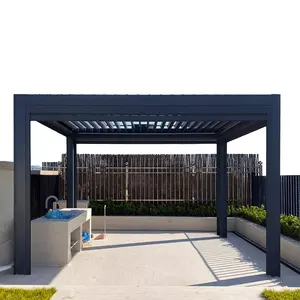 Pérgola inteligente de aluminio a medida DIY con persiana motorizada para patio trasero