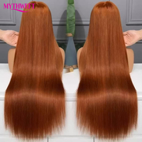 5x5 Transparente Lace Closure Klebefreie Lace Front Perücke 200 Dichte Lange Glatte Hochwertige Vietnamesische Echthaar-Perücke