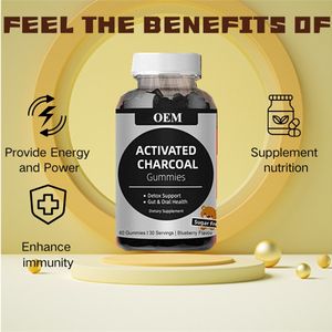 Gommes au <span class=keywords><strong>charbon</strong></span> <span class=keywords><strong>actif</strong></span> sans sucre pour la santé intestinale et bucco-dentaire Supplément aux herbes Gommes sans gluten pour le soutien détox - Product Image 5