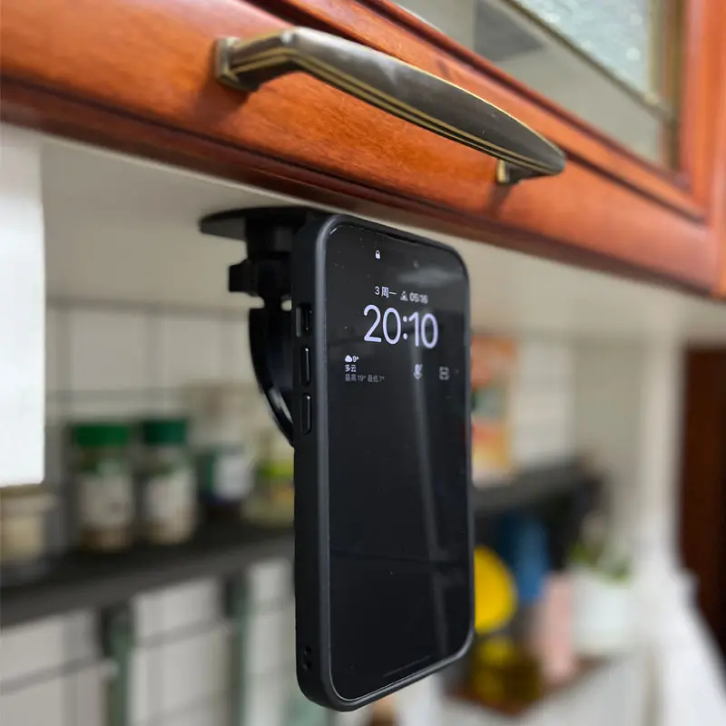 Suporte adesivo magnético forte, mãos livres sob armário de cozinha suporte de telefone para iphone magsafe