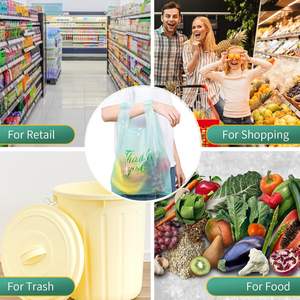 Biodegradable Custom Logo T-Shirt Bags with Handle for <b>Small</b> Business Retailers-PE Material Silk Screen/Pad Printing Options - Product Image 5