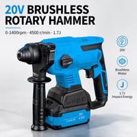 Marteau perforateur rotatif sans fil 20V Lithium Brushless, énergie d'impact 1.7J, perçage béton max. 22mm