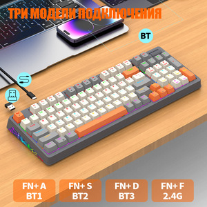 คีย์บอร์ดเกมมิ่งรัสเซีย <span class=keywords><strong>K95</strong></span> แบบกลไก <span class=keywords><strong>RGB</strong></span> ไร้สายสามโหมด รองรับการเปลี่ยนสวิตช์แบบ Hot-swappable เชื่อมต่อผ่านบลูทูธ - Product Image 3