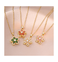 Collier en acier au titane avec fleur de zircon Bauhinia pour la fête des mères