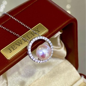 Colgante de Perla Natural de Mar Makoya de 8-8.5 mm, Accesorios de Plata Pura S925 con Circonita de Lujo, Circonita Premium de Lujo Ligero, Plata Pura S925 - Product Image 3