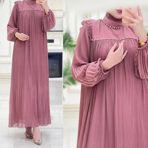 Của phụ nữ khiêm tốn dân tộc kaftan thiết kế mới hồi giáo xếp li abaya với đèn lồng tay áo loose Casual Maxi Dress cho mùa thu mùa xuân - Product Image 3