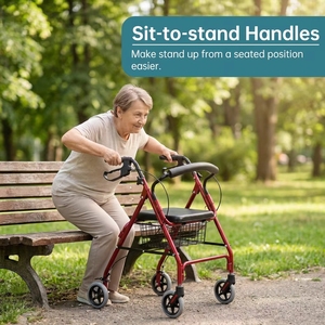 Déambulateur léger en aluminium pour adultes, pliable, avec siège, aide à la marche, dispositif médical - Product Image 1