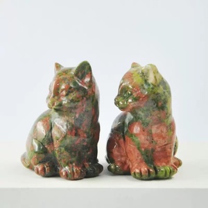 천연 보석 고양이 동상 조각 1.5 \ "로즈 쿼츠 및 2 \" 자수정 크리스탈 기타 크리스탈 공예 - Product Image 3