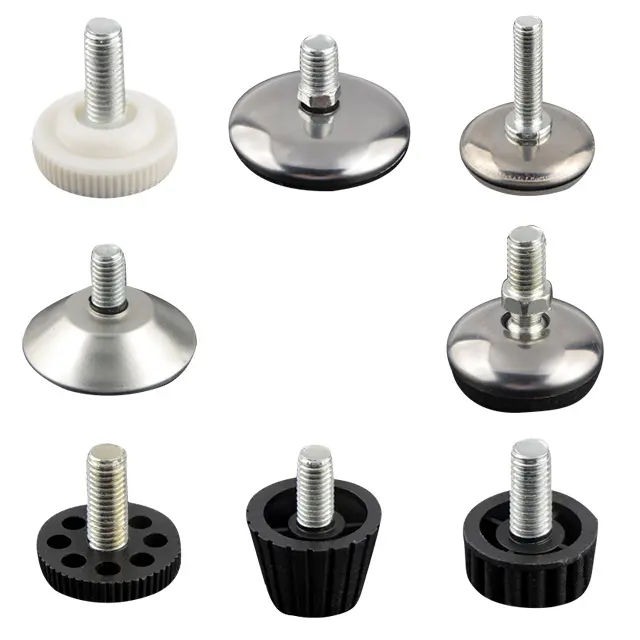 Black Nylon Feet Levelers Screw Pads Glides Threaded Adjustable Leveling Feet Screw For Bar Stool Bench Bed Cabinet Wood Legs