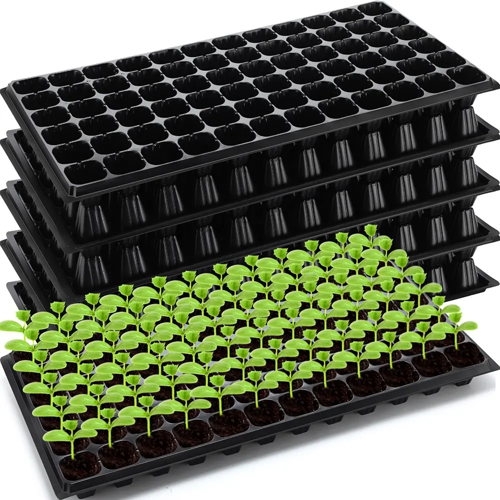 50/72/105/128 Cells Garden Plant Germination Growing Tray Durable Vegetable Seed Nursery Trays PET Plastic Flower Seedling Tray