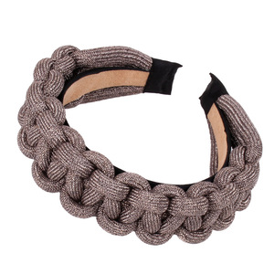 Serre-tête en tissu tissé Hua Liyu à large bord pour femme, accessoire de mode, gris argenté, noir, jaune - Product Image 5