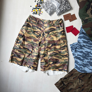 Custom Manufacturer High Quality All Over Camouflage Button <b>Pu</b> Leather <b>Shorts</b> For Men Leather Utility Pocket Camo Cargo <b>Shorts</b> - Product Image 3