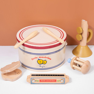 Juego de Instrumentos Musicales de Madera para Músicos al por Mayor: Tambor, Trompeta, Armónica, Campana y Sonajero de Juguete - Product Image 5