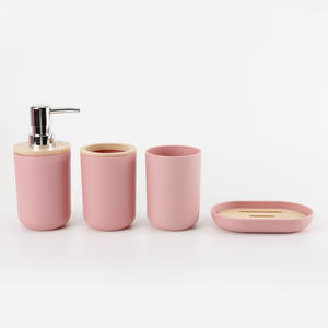 Six-Piece <strong>Bamboo</strong> Cover Bathroom Storage Rack <strong>Set</strong> Plastic <strong>Wash</strong> Rack Toothbrush Holder Trash Can Household Item New - Product Image 6