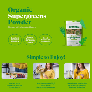 ผงซูเปอร์กรีนออร์แกนิก แบรนด์ส่วนตัว สารต้านอนุมูลอิสระจากพืช ซูเปอร์ฟู้ดเพื่อความงาม ผงสีเขียว 8.7 กรัมต่อหนึ่งหน่วยบริโภค บรรจุ 250 กรัมต่อกล่อง - Product Image 4