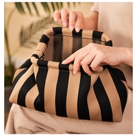Sac à main de luxe classique en nylon rayé multicolore pour femme, pochette élégante pour fête et mariage, sac cosmétique et pour téléphone, vente en gros