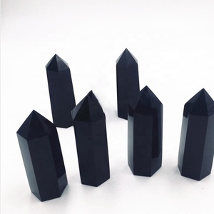 Vente en gros : Obélisque en cristal de quartz naturel, pointe de baguette en obsidienne noire charmante pour la décoration - Product Image 1