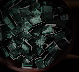 Modern Portable Plastic <b>White</b> Mahjong Tiles Set Printed Game Pieces with Green and Black Backs for <b>Table</b> Entertainment - Product Image 3