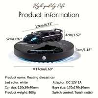Modèle de voiture de sport à lévitation magnétique 360 °   Voiture flottante rotative avec base lumineuse LED effet météore – Cadeau unique pour les hommes passionnés d'automobiles