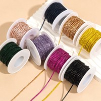 Chaînes à strass électroplaquées colorées de haute qualité, 10 yards, 2 mm, pour la fabrication de bijoux et accessoires vestimentaires DIY