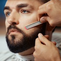Support de rasoir professionnel à bord droit, en acier inoxydable, 1 pièce, rasoir pliant, pour barbe
