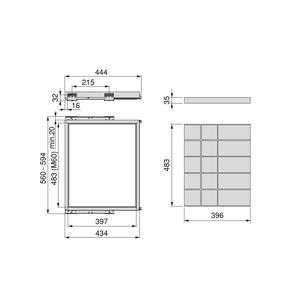 Kit organizador de cajón de armario gris piedra ajustable 7028649 con marco deslizante de cierre suave y módulo de 600mm - Product Image 2
