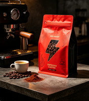 Sacs d'emballage pour café anti-odeur avec logo personnalisé du fabricant, sacs à café à fond plat, sacs à café en grains avec valve, emballage pour poudre de thé avec fermeture éclair