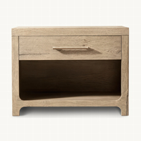 NIGHTSTAND RH DAVOS Kayu Oak Alami Terpasang Gagang Elegan Modern Ramah Apartemen Ramah Lingkungan Penyimpanan Kamar Tidur