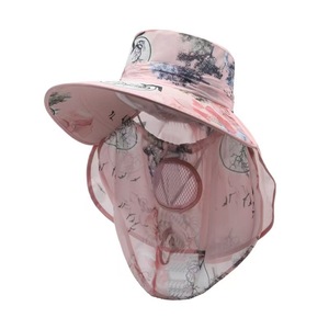 หมวกบักเก็ตป้องกันแสงแดดแบบเต็มหน้าพร้อมแผ่นปิดคอระบายอากาศได้แห้งเร็วสำหรับผู้หญิงเก็บชาฤดูใบไม้ผลิฤดูร้อน - Product Image 1