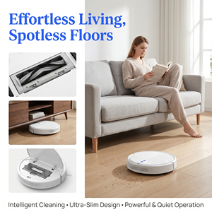 หุ่นยนต์ดูดฝุ่นอัจฉริยะบางเฉียบพร้อมระบบชาร์จและต่อการทำงานอัตโนมัติ, หุ่นยนต์กวาดและถูพื้น 2-in-1 สำหรับพื้นบ้าน, ขนสัตว์เลี้ยง, ใช้ในบ้าน - Product Image 5