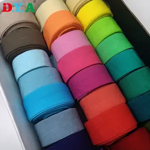 Low MOQ Large Stock Retail Package Plain Colorful Fold Over Elastic for Clothing Hairbows