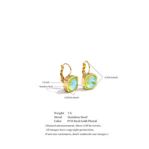 JINYOU 3714, Nuevos Aretes Cuadrados de Cristal Multicolor, Aretes Colgantes de Acero Inoxidable Chapados <span class=keywords><strong>en</strong></span> Oro, Joyería para Mujer - Product Image 6