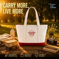 Tas Tote Kanvas Katun Eco 16OZ dengan Ritsleting, Pegangan Panjang, Warna Kontras, Bahan Tebal dan Tahan Lama, Logo Custom, Ukuran Sesuai Pesanan