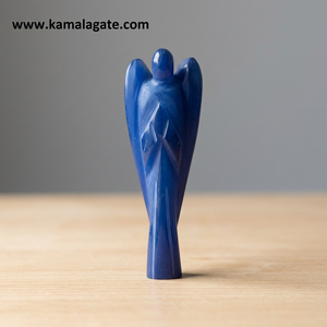 Figurine d'ange en fluorite bleue faite à la main, sculpture en pierre semi-précieuse, décoration artisanale pour la maison - Product Image 1