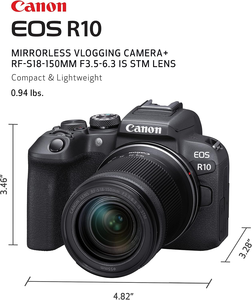Ca Non R10 RF-S18-150mm F3.5-6.3 Is Lens Kit, Mirrorless Vlogging <b>Camera</b>, 24.2 MP, 4K Video CMOS Sensor Mirrorless <b>Camera</b> - Product Image 4
