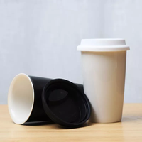 Tasse à café de voyage en céramique de Style japonais avec Logo personnalisé, tasse d'eau droite à Double paroi noire et blanche sans poignée