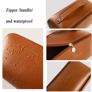 Vente flash, trousse de toilette en cuir PU grande capacité, personnalisable, organiseur de voyage, trousse à maquillage multifonctionnelle, pochette pour pinceaux - Product Image 4