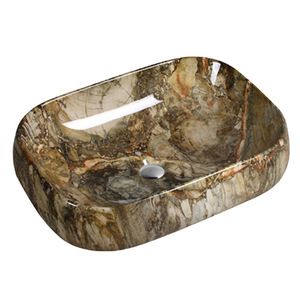 Lavabo de comptoir Aivijia 756, 600x350x110mm, motif marbre artistique, évier en céramique - Product Image 2