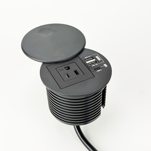 เต้ารับแบบฝังโต๊ะทรงกลม US Schuko ขนาด 80 มม. พร้อมพอร์ต USB-C PD 65W และพอร์ต USB-A 2 พอร์ต พร้อมฝาครอบกันฝุ่น สำหรับใช้ในบ้าน สำนักงาน ข้างเตียง โต๊ะทำงานแบบยืน OEM - Product Image 1