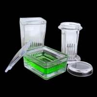 Coplin Staining Jar Microscope Slide Glass Staining Jar with Lid Stainless Steel Rack Clear Slide Holder for Lab Medical Use