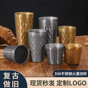 Stainless Steel Tumbler 304 Straight Cup Hammered Texture Party Beverage Cup - Product Image 4