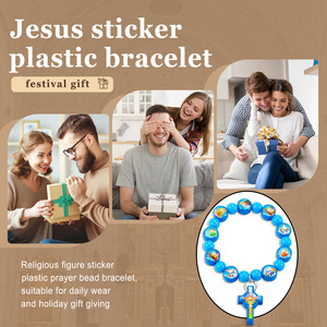 Pulsera de <span class=keywords><strong>Rosario</strong></span> Católica Religiosa Hecha a Mano de la Marca SJ, con Cuentas de Oración Rosadas y Azules, para Unisex, Regalo de Aniversario - Product Image 2