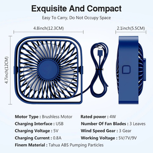 Mini Portable Fan USB Desk Fan Table Strong Airflow &Quiet Operation 3 Speed Wind 360 Rotatable Standing Fans for Room Home - Product Image 2