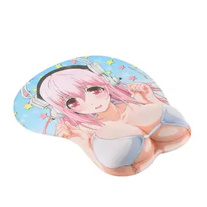 Custom Sublimation Printed Sexy Pattern MousePad 3D Anime Character Pad Natural Rubber Base Gaming Mouse Pad with Wrist Rest