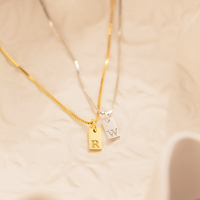 Collier barre vierge plaqué or 18 carats avec chaîne câble pour gravure laser et lettres