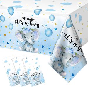 Tovaglia per Baby Shower a Tema Elefante, Decorazioni per Baby Shower a Tema Elefante, Tovaglia in Plastica per Festa di Rivelazione del Sesso del Bambino - Product Image 1