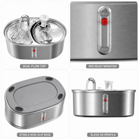 Fontaine à eau pour animaux de compagnie en acier inoxydable 304 WF290 3,2 L Distributeur d'eau automatique double face pour chat et chien avec flotteur de niveau d'eau et pompe silencieuse