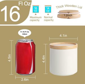 Ceramic Food Storage Jar Stackable Kitchen Canisters <strong>Containers</strong> with Airtight Seal Wooden Lid for <strong>Ground</strong> <strong>Coffee</strong> Tea Sugar - Product Image 3